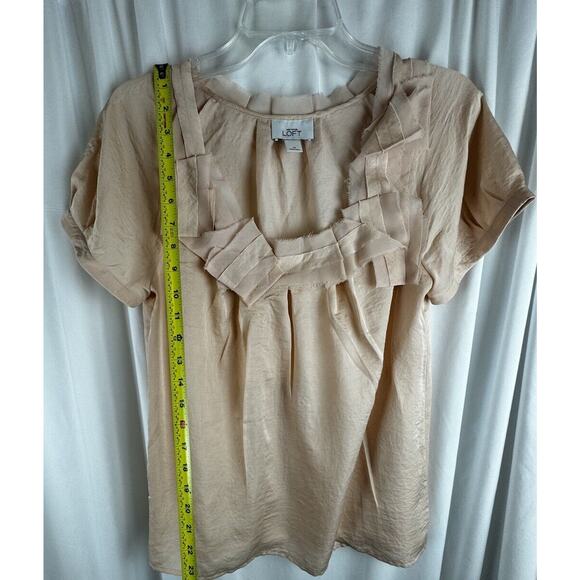 Ann Taylor LOFT Pleated Square Neck, Peach, Sz: M, 56-47 - Picture 8 of 16